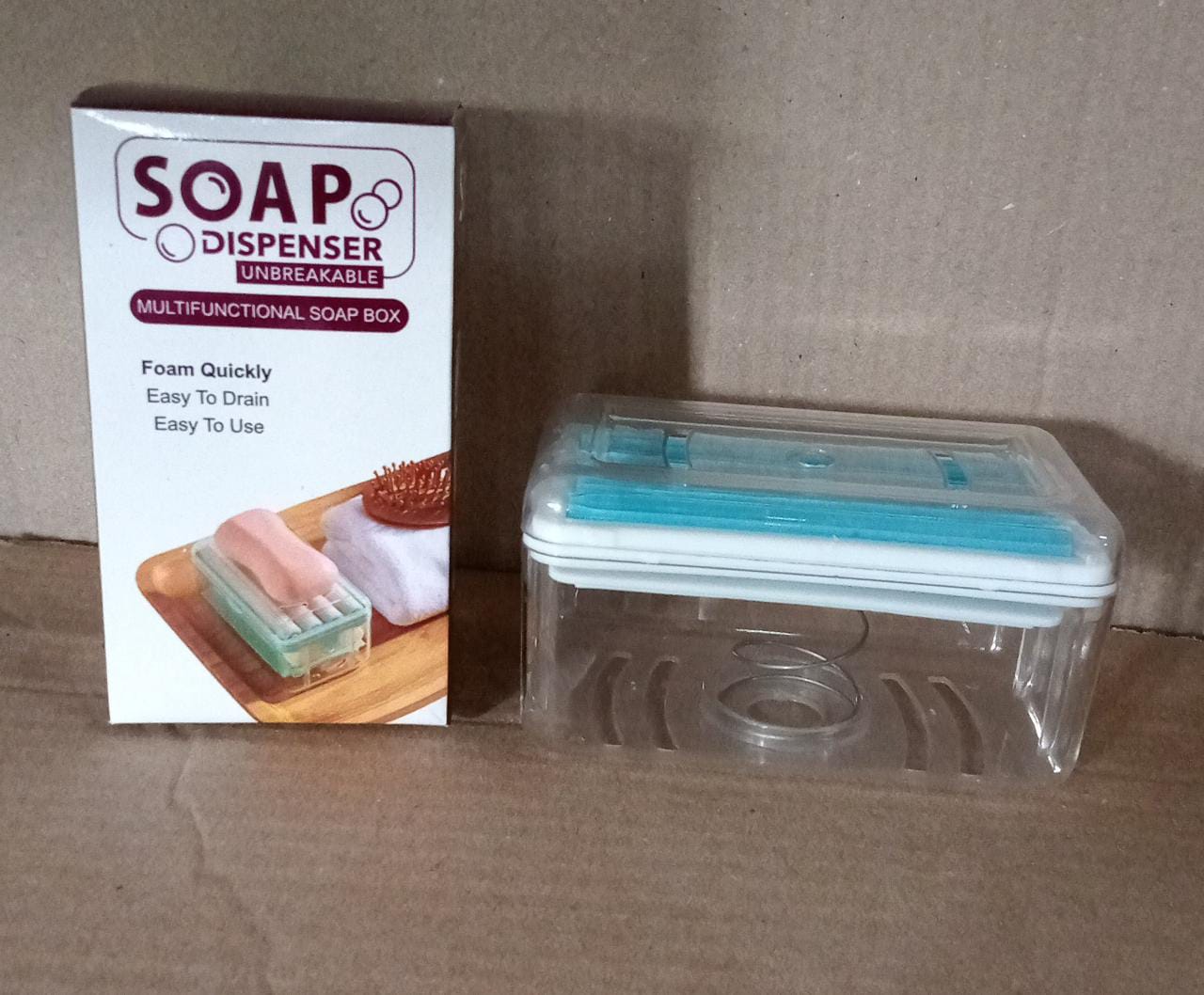 6296 2-in-1 Portable Soap Dish & Soap Dispenser with Roller and Drain Holes, Multifunctional Soap Holder Foaming Soap Bar Box for Home, Kitchen, Bathroom DeoDap 6296 2-in-1 Portable Soap Dish & Soap Dispenser with Roller and Drain Holes, Multifunctional Soap Holder Foaming Soap Bar Box for Home, Kitchen, Bathroom DeoDap